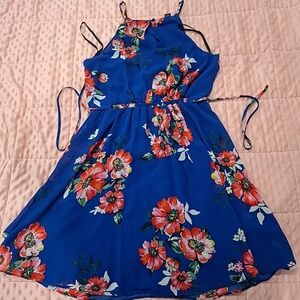 Vibrant Floral Kids Dress in Blue